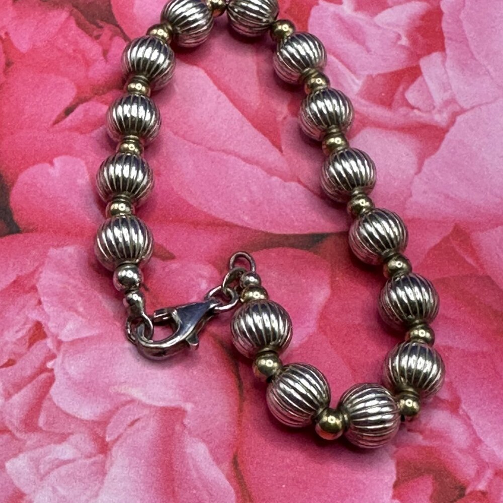 Sterling Silver Fluted Bead Bracelet - Picture 6 of 15